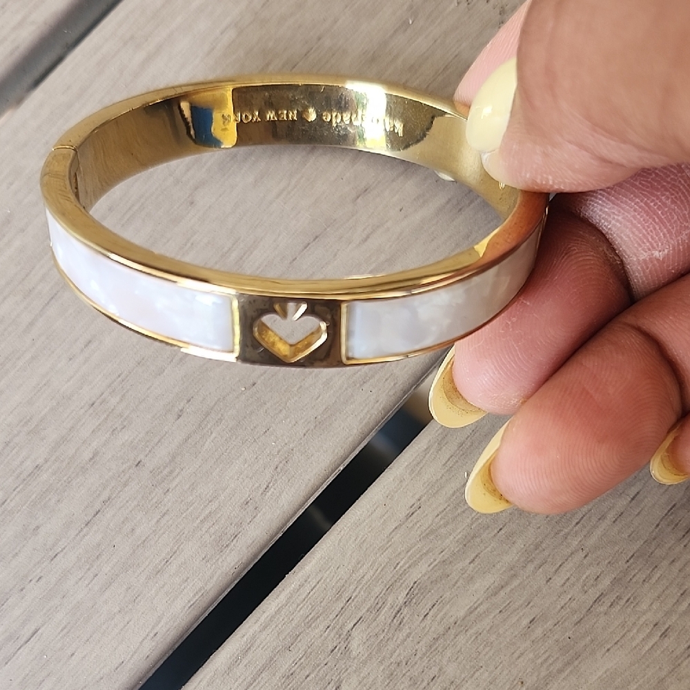 kate spade Gold and White Heart Accent Bangle